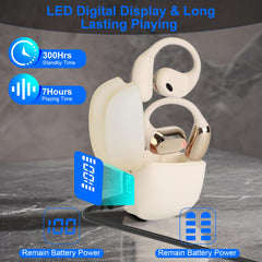 Open-Ear Wireless V5.4 Earbuds, LED Display Case, IPX7 Waterproof, Touch Control