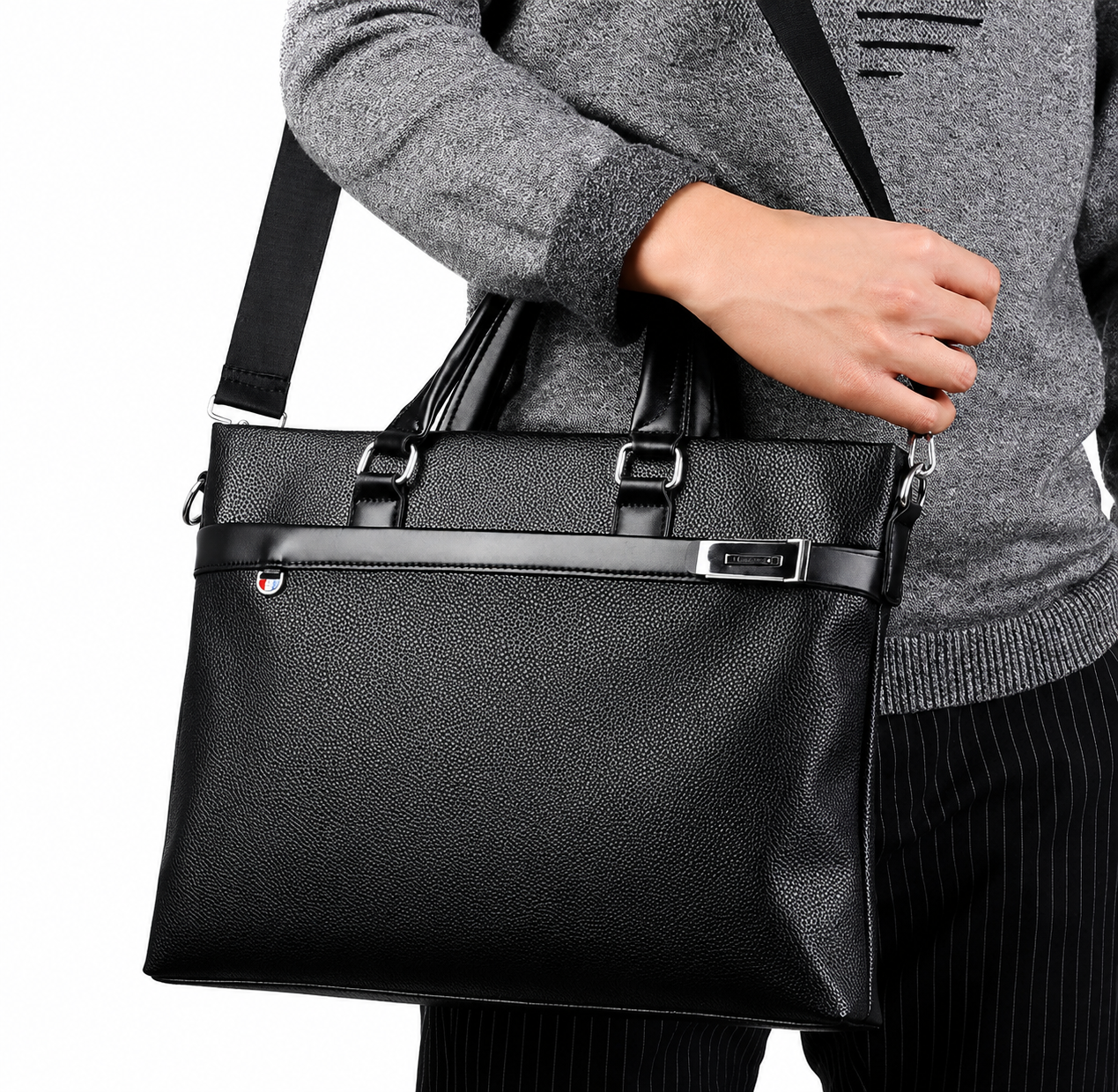 Large Capacity Business Handbag Men's Soft Leather Briefcase